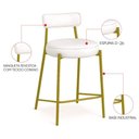Ver imagem 3 de Banqueta Cozinha Média com Encosto Londres Kit 2 PU Aço Industrial Dourado D03 - D'Rossi