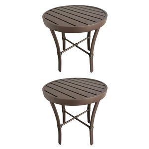 Kit 2 Mesinhas Ripada Redonda Diâmetro de 0.50m Alumínio Marrom