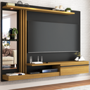 Ver imagem 1 de Painel para TV Até 55 Polegadas com Led Tulum 1 Porta Preto Fosco/Cinamomo - Panorama Móveis