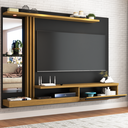 Ver imagem 3 de Painel para TV Até 55 Polegadas com Led Tulum 1 Porta Preto Fosco/Cinamomo - Panorama Móveis