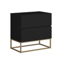Ver imagem 5 de Kit 2 Mesas de Cabeceira 2 Gavetas Eros 45cm Preto Pés de Ferro Industrial Dourado Design Moderno