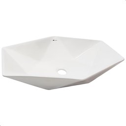 Cuba Pia Cerâmica Porcelana Banheiro Lavabo de Apoio Diamante Branca 63x41 Tubrax - 2