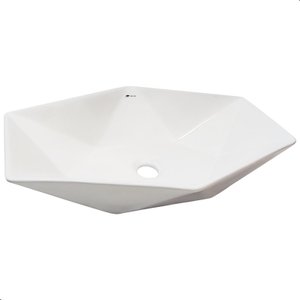 Cuba Pia Cerâmica Porcelana Banheiro Lavabo de Apoio Diamante Branca 63x41 Tubrax