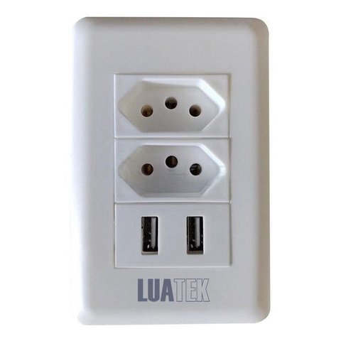 Tomada de Parede 2 Entrada Fonte 2 Usb 5v Smart House Casa Inteligente Carregador Celular 10a Bivolt