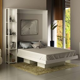 Cama de Casal Articulada Dobrável Flex 4 Prateleiras 2 Nichos Cm8014 Tecnomobili Branco - 1
