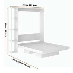 Cama de Casal Articulada Dobrável Flex 4 Prateleiras 2 Nichos Cm8014 Tecnomobili Branco - 3