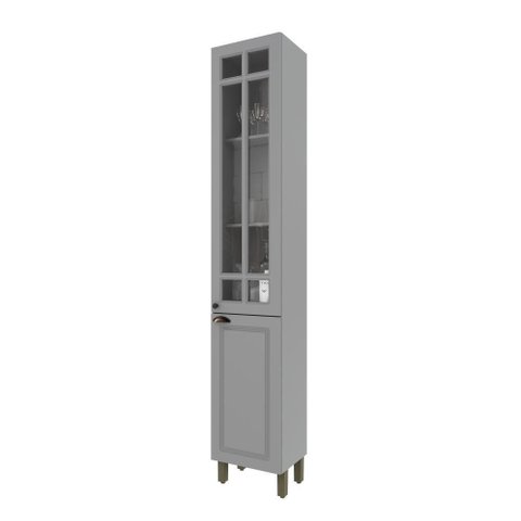 Paneleiro Simples Bari 2 Portas 4 Prateleiras 100% MDF 40cm Titânio Fosco Indékes