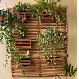 Jardim Vertical Madeira 80x60 Modular 1 Unid Horta Treliça - 1