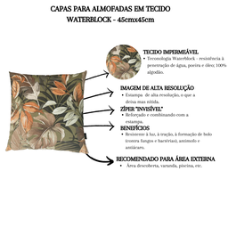 Capa de Almofada Impermeável Antiácaro Folhagens Marrom Área Externa 45cmx45cm - 2