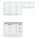 Ver imagem 1 de Cozinha Modulada Americana 3 Peças Branco Hp com Tampo Calcare – Henn