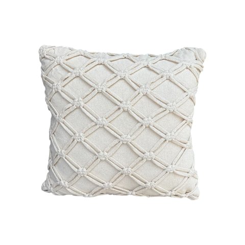Capa de Almofada Rústica em Algodão Trançada Nozinho Cor Cru