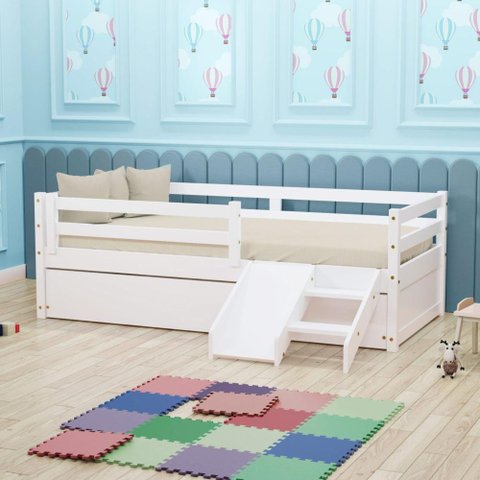 Bicama Solteiro Dreams e Mini Escada/escorregador Branco Megamobilia
