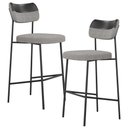 Ver imagem 1 de Kit 02 Banquetas Alta Bar Cozinha Sala Jantar Preto Elira L02 Couríssimo Preto Linho Cinza - Lyam