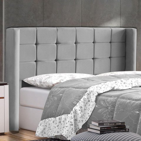 Cabeceira Cama Box Casal Queen Size Gioconda 160cm com Frame Suede Cinza - Abmaza