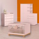 Ver imagem 1 de Conjunto Berço Mini Cama Slim, Cômoda Trocador e Guarda Roupa C/ Cômoda Rosa
