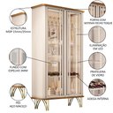 Ver imagem 3 de Cristaleira de Vidro com Espelho Alvora H01 Off White/Cinamomo - Mpozenato HB Móveis