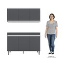 Ver imagem 5 de Armário Aéreo Andréia e Balcão Gabinete Para Pia sem Tampo Manu 120cm Cinza - AJL Móveis