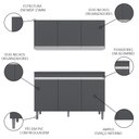 Ver imagem 3 de Armário Aéreo Andréia e Balcão Gabinete Para Pia sem Tampo Manu 120cm Cinza - AJL Móveis