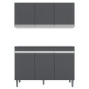 Ver imagem 1 de Armário Aéreo Andréia e Balcão Gabinete Para Pia sem Tampo Manu 120cm Cinza - AJL Móveis