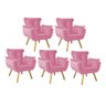 Kit 05 Poltrona Opala Decorativa Para Sala de Estar Recepção Veludo Rosa -Open Decor - 1