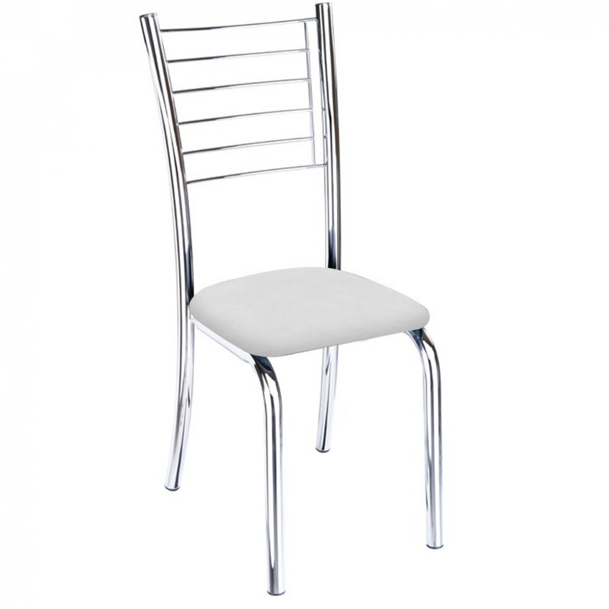 Cadeira Lara Cromada para Cozinha Corino Branco-Gat Magazine