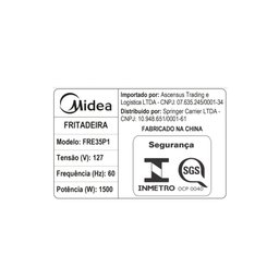 Fritadeira Elétrica Air Fryer Midea Fre35p2 sem Óleo Oem 3,5 Litros 220v - 6