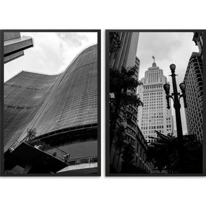 Kit 2 Quadros Decorativos Cidade de São Paulo 45x34cm:moldura Preta