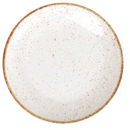 Jogo 12 Pratos Rústicos Tramontina Rasos Marrom em Porcelana 28cm Decorado - 1