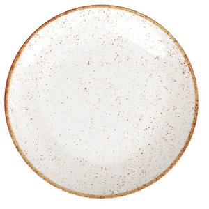 Jogo 12 Pratos Rústicos Tramontina Rasos Marrom em Porcelana 28cm Decorado
