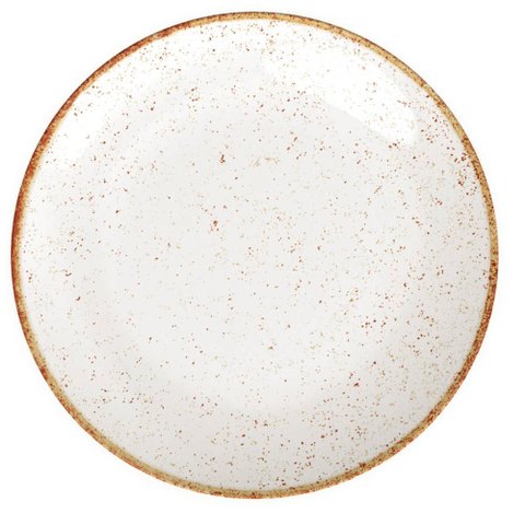 Jogo 12 Pratos Rústicos Tramontina Rasos Marrom em Porcelana 28cm Decorado