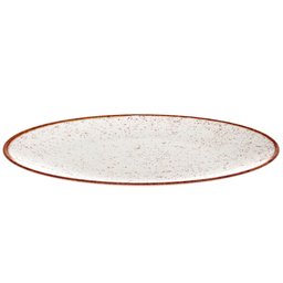 Jogo 12 Pratos Rústicos Tramontina Rasos Marrom em Porcelana 28cm Decorado - 7