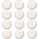 Ver imagem 3 de Jogo 12 Pratos Rústicos Tramontina Rasos Marrom em Porcelana 28cm Decorado