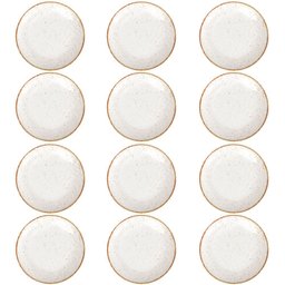 Jogo 12 Pratos Rústicos Tramontina Rasos Marrom em Porcelana 28cm Decorado - 3