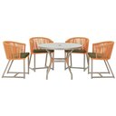 Ver imagem 1 de Mesa com 4 Cadeiras de Jantar Roma 100cm e Noronha em Aluminío Fendi Corda Nautica Estofado 13 Trama