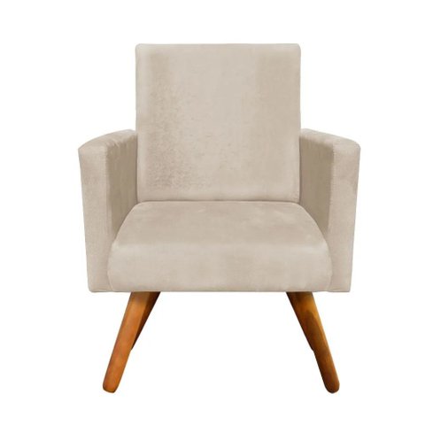 Poltrona Decorativa Nina Sala e Escritório Suede Nude