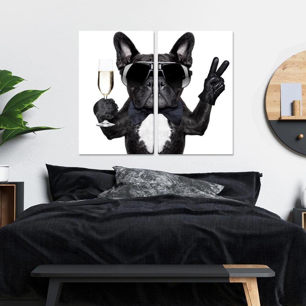Kit 2 Quadros Telas Decorativas Cachorro Pug Sala 100x60cm - 4