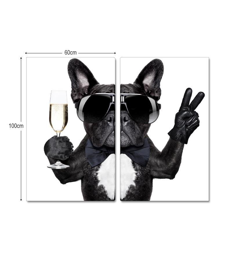 Kit 2 Quadros Telas Decorativas Cachorro Pug Sala 100x60cm - 2
