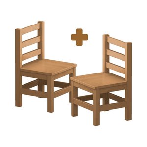 Kit 2 Mini-cadeiras de Madeira Maciça Infantil Nogueira Nemargi