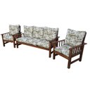Ver imagem 5 de Conjunto Cancún Sofá 3 Lugares e Poltronas de Madeira Estofado Floral Verde