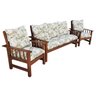 Conjunto Cancún Sofá 3 Lugares e Poltronas de Madeira Estofado Floral Verde - 4