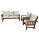 Ver imagem 6 de Conjunto Cancún Sofá 3 Lugares e Poltronas de Madeira Estofado Floral Verde