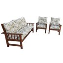 Ver imagem 7 de Conjunto Cancún Sofá 3 Lugares e Poltronas de Madeira Estofado Floral Verde