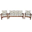 Ver imagem 3 de Conjunto Cancún Sofá 3 Lugares e Poltronas de Madeira Estofado Floral Verde