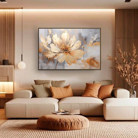 Quadro Decorativo Flor Dourada