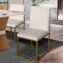 Ver imagem 3 de Kit 06 Cadeiras Para Sala De Jantar Escritório Slim Industrial Ferro Dourado Corino Bege- Ruotolo