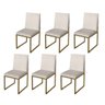 Kit 06 Cadeiras Para Sala De Jantar Escritório Slim Industrial Ferro Dourado Corino Bege- Ruotolo - 1