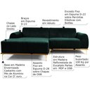 Ver imagem 3 de Sofá 3 Lugares com Chaise Base de Madeira Euro 245 Cm Verde