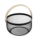 Ver imagem 1 de Cesta Decorativa de Metal Preto com Alças 25cm 15681-pl