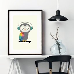 Quadro Infanto Juvenil Corujinha - 60x48cm:madeira Branca - 1