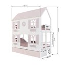 Ver imagem 4 de Beliche Casinha Bela com Coração 2 Gavetas Rosa 4 Janelas Venezianas - Madeira Maciça Branco/rosa